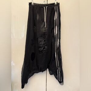 BLOND drop crotch harem Black Mesh crop pants XS